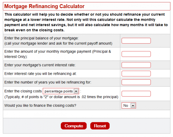 Mortgage Refinance Analysis Calculator, Amerimutual Brokers